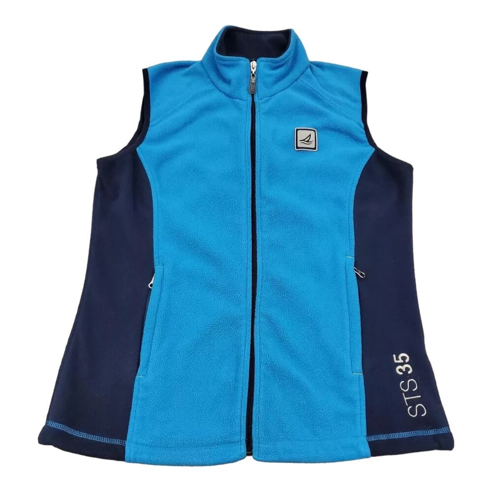 Sperry Topsider Sleeveless Full Zip Mock Vest STS 35 Blue & Navy size Medium